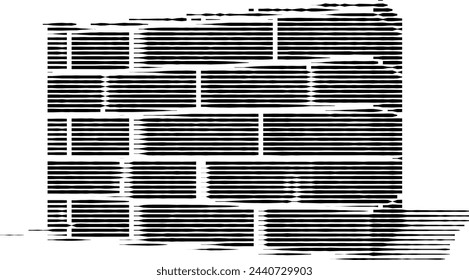 Abstract monochrome representation of brick wall texture.
