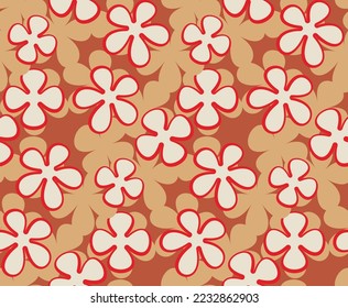 Abstract Monochrome Retro Florals Seamless Pattern Trendy Fashion Colors Minimal Stylish Design Perfect for Allover Fabric Print or Wrapping Paper Amber Brown Red Tones