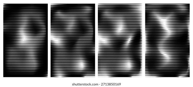 Abstractas monocromo acanalado digital patrón de onda conjunto de fondo.