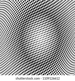 Abstract monochrome round halftone pattern. Soft curves. Vector illustration with dots. Modern polka dots background. Template for design