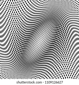 Abstract monochrome round halftone pattern. Soft curves. Vector illustration with dots. Modern polka dots background. Template for design