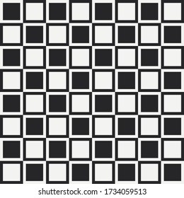 Abstract monochrome seamless background. Optical illusion. Black and white squares. Vector illustration.