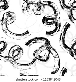 Abstract monochrome seamless chaotic pattern with urban geometric elements , for textile. Modern grunge background . Wallpaper for boys and girls