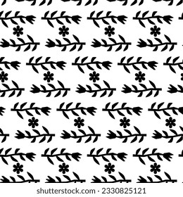 Abstract monochrome seamless ethnic pattern