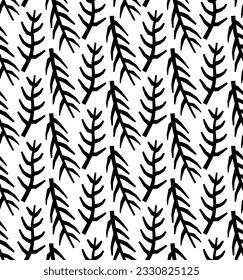 Abstract monochrome seamless ethnic pattern