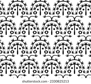 Abstract monochrome seamless ethnic pattern