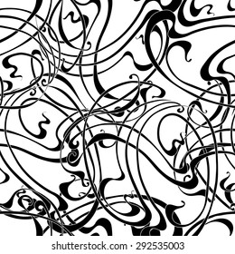 Abstract monochrome seamless pattern in the Art Nouveau style
