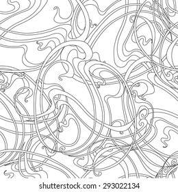 Abstract monochrome seamless pattern in the Art Nouveau style