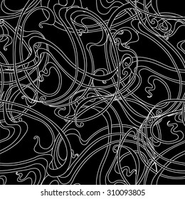 Abstract monochrome seamless pattern in the Art Nouveau style