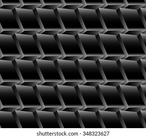 Abstract monochrome seamless pattern with CUBE shapes. Repeatable vector.