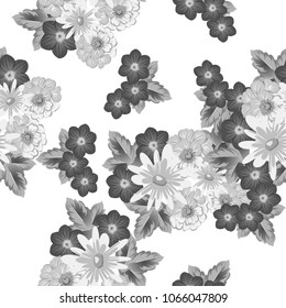 Abstract monochrome seamless pattern with elegant flowers for your designs. Stylish template can be used for design fabric, textile and more designs. Vector illustration.