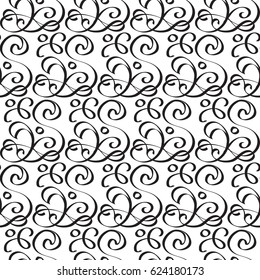 Abstract monochrome seamless pattern with elegant ornament repeating structure in minimalistic style vector illustration