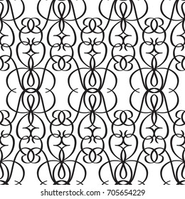 Abstract monochrome seamless pattern with elegant ornate repeating structure in minimalistic style vector illustration