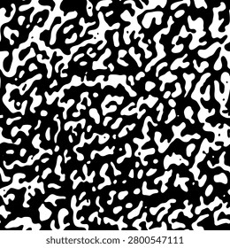 Abstract monochrome seamless pattern featuring a fluid plush fabric or animal skin texture texture. High-contrast black and white vector design ideal for fashion textiles and apparel.