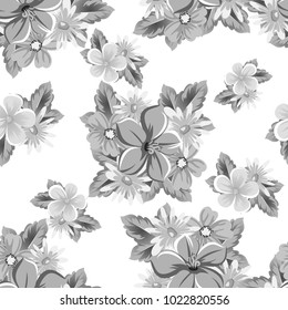 abstract monochrome seamless pattern of flowers. for card designs, greeting cards, birthday invitations, Valentine's day, party, holiday. Vector illustration.
