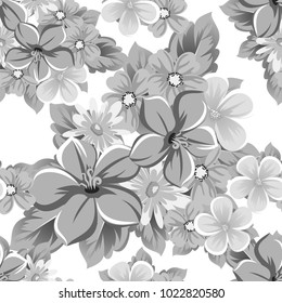 abstract monochrome seamless pattern of flowers. for card designs, greeting cards, birthday invitations, Valentine's day, party, holiday. Vector illustration.