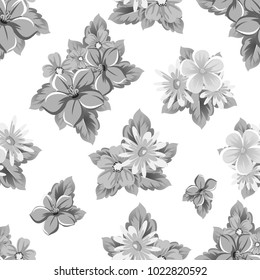 abstract monochrome seamless pattern of flowers. for card designs, greeting cards, birthday invitations, Valentine's day, party, holiday. Vector illustration.