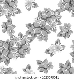 abstract monochrome seamless pattern of flowers. for card designs, greeting cards, birthday invitations, Valentine's day, party, holiday. Vector illustration.