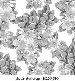 abstract monochrome seamless pattern of flowers. for card designs, greeting cards, birthday invitations, Valentine's day, party, holiday. Vector illustration.