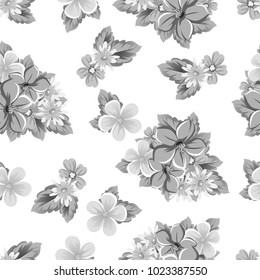abstract monochrome seamless pattern of flowers. for card designs, greeting cards, birthday invitations, Valentine's day, party, holiday. Vector illustration.