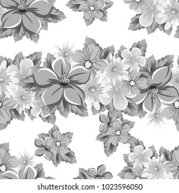 abstract monochrome seamless pattern of flowers. for card designs, greeting cards, birthday invitations, Valentine's day, party, holiday. Vector illustration.