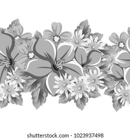 abstract monochrome seamless pattern of flowers. for card designs, greeting cards, birthday invitations, Valentine's day, party, holiday. Vector illustration.