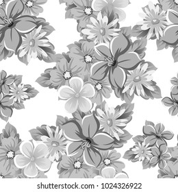 abstract monochrome seamless pattern of flowers. for card designs, greeting cards, birthday invitations, Valentine's day, party, holiday. Vector illustration.