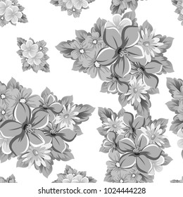 abstract monochrome seamless pattern of flowers. for card designs, greeting cards, birthday invitations, Valentine's day, party, holiday. Vector illustration.