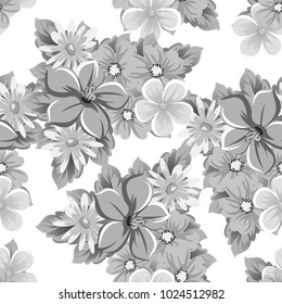 abstract monochrome seamless pattern of flowers. for card designs, greeting cards, birthday invitations, Valentine's day, party, holiday. Vector illustration.