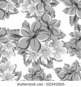 abstract monochrome seamless pattern of flowers. for card designs, greeting cards, birthday invitations, Valentine's day, party, holiday. Vector illustration.