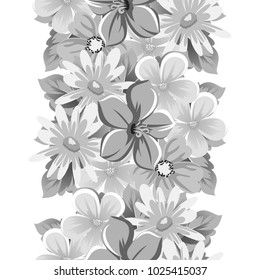 abstract monochrome seamless pattern of flowers. for card designs, greeting cards, birthday invitations, Valentine's day, party, holiday. Vector illustration.