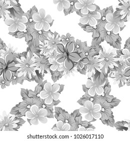 abstract monochrome seamless pattern of flowers. for card designs, greeting cards, birthday invitations, Valentine's day, party, holiday. Vector illustration.