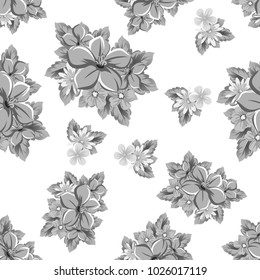 abstract monochrome seamless pattern of flowers. for card designs, greeting cards, birthday invitations, Valentine's day, party, holiday. Vector illustration.