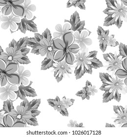 abstract monochrome seamless pattern of flowers. for card designs, greeting cards, birthday invitations, Valentine's day, party, holiday. Vector illustration.