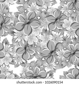 abstract monochrome seamless pattern of flowers. for card designs, greeting cards, birthday invitations, Valentine's day, party, holiday. Vector illustration.