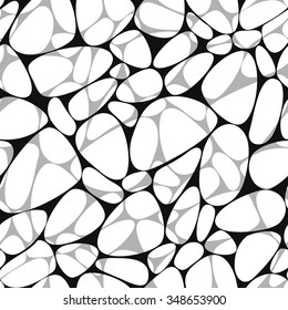 Abstract monochrome seamless pattern with intersecting flat stones outlines
