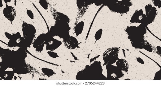 Abstraktes monochromes nahtloses Muster. Natürliche handgezeichnete Pinselstriche und farbige Textur. All-over-Design ideal für Modestoffe, Textilien und Hintergründe. Farbfelder inklusive. Fliesen perfekt.