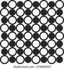 Abstract monochrome seamless pattern. Optical illusion. Black and white circles. Vector illustration.