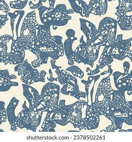 Abstract monochrome seamless pattern with stains - hand drawn vector illustration. Flat color design.