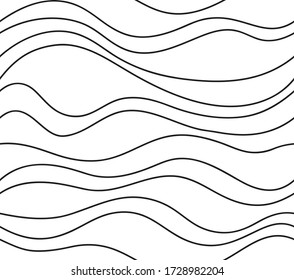 Abstract monochrome seamless pattern. White background with waves.