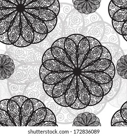Abstract monochrome seamless vector pattern. 