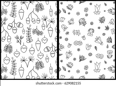 abstract monochrome sketch floral pattern. surface texture. Elegant pattern with hand drawn decorative flowers,design elements. Adult coloring book page