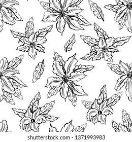 abstract monochrome sketch floral seamless pattern. hair pattern. surface texture. vector background. Elegant pattern with hand drawn decorative flowers,design elements