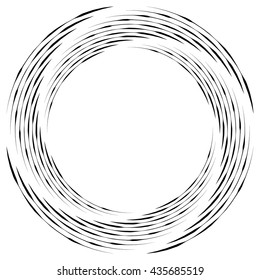 Abstract monochrome spiral, vortex with radial, radiating circles. Rotating circles.