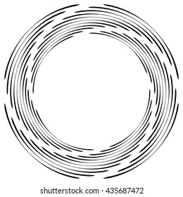 Abstract monochrome spiral, vortex with radial, radiating circles. Rotating circles.