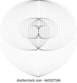 Abstract monochrome spiral, vortex with radial, radiating circles. Rotating circles.