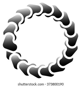 Abstract monochrome spirally, rotating element isolated on white background
