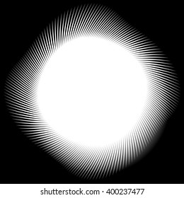 Abstract monochrome spirally, spiral element. Twisted radial shape.