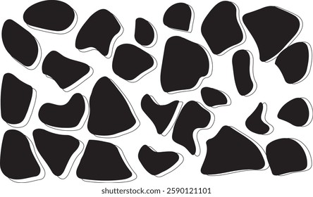 Abstract Monochrome Spotted Pattern with Varied Organic Shapes and Subtle Outlines for Contemporary Design Projects and Artistic Backgrounds