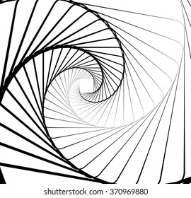 Abstract monochrome square element with rotating distortion effect